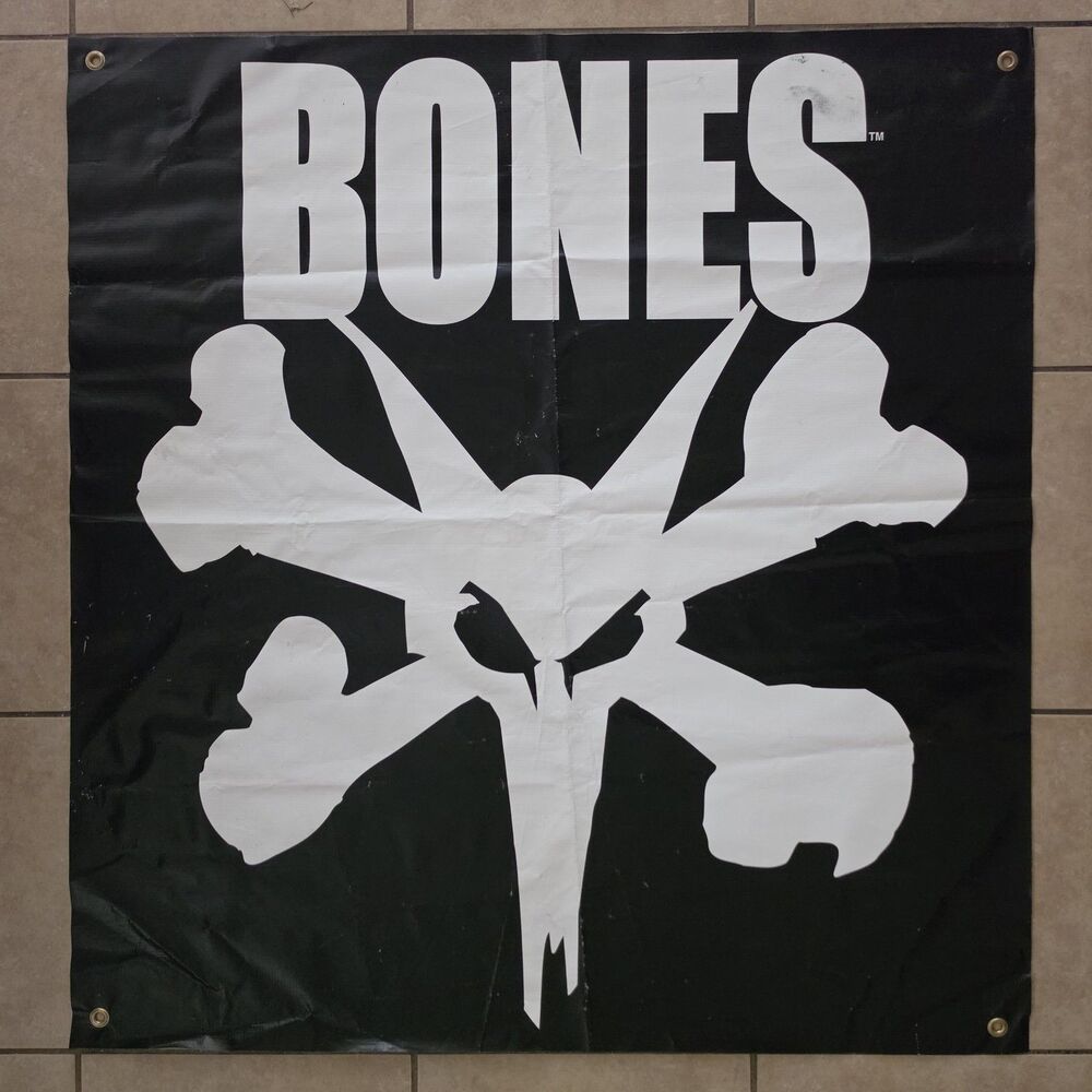Vtg Black Powell Peralta Vato Rat Bones Brigade Skateboard Shop Banner Y2K 36x34